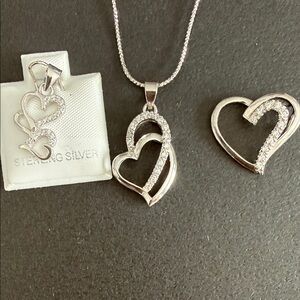 Silver 925 Heart Jewelry Set with Chain